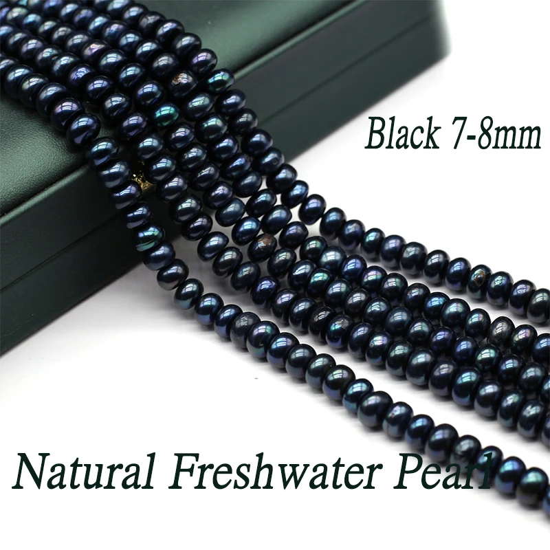 7-8mm Natural Zhuji Freshwater Pearl Beads Loose Black Pearl Bead for Jewelry Making Diy Women Necklace Choker Accessoires