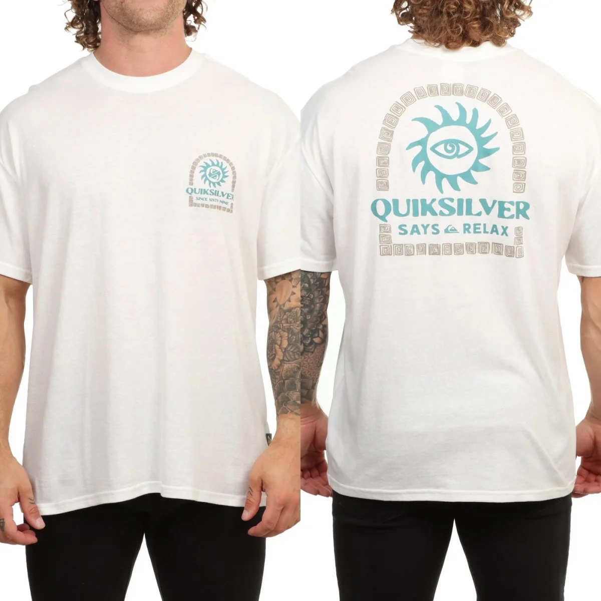 Seltenes Quik Surfing T-Shirt mit silberner Grafik aus Baumwolle, Unisex, Sommer, kurzärmelig, modisches Marken-T-Shirt, luxuriöses, lässiges Vintage-T-Shirt – Detail 4
