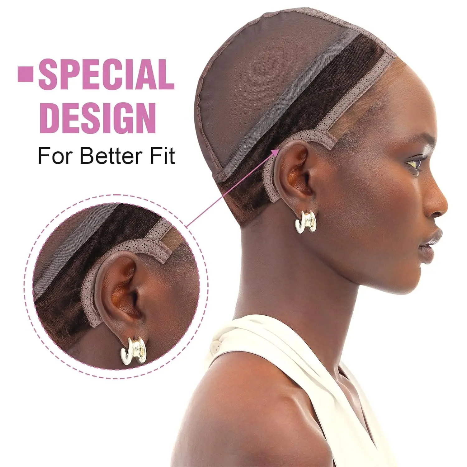Perücken-Grip-Kappe mit Band für Lace-Front-Perücken zur Sicherung, verstellbare Perückenkappe mit rutschfestem Band – Detail 6