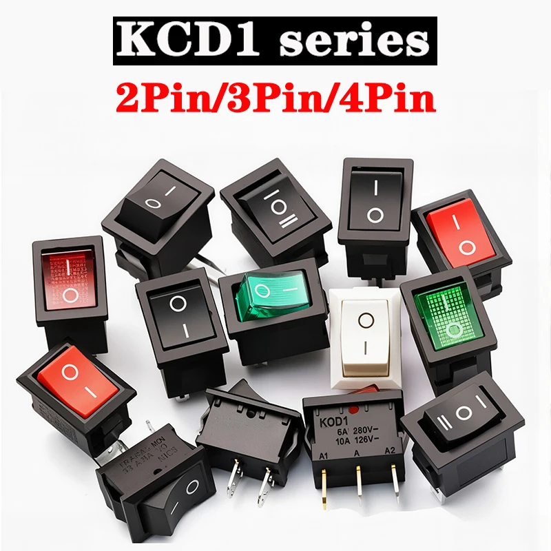10 Pcs Push Button Switch 15mmx21mm SPST 3Pin 3A 250V KCD11 Snap in Mini Rocker for Convenient Electrical Circuit On/Off Control