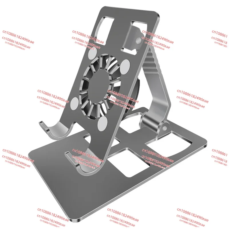 New metal aluminum alloy mobile phone holder radiator small fan lazy folding desktop flat pad support frame