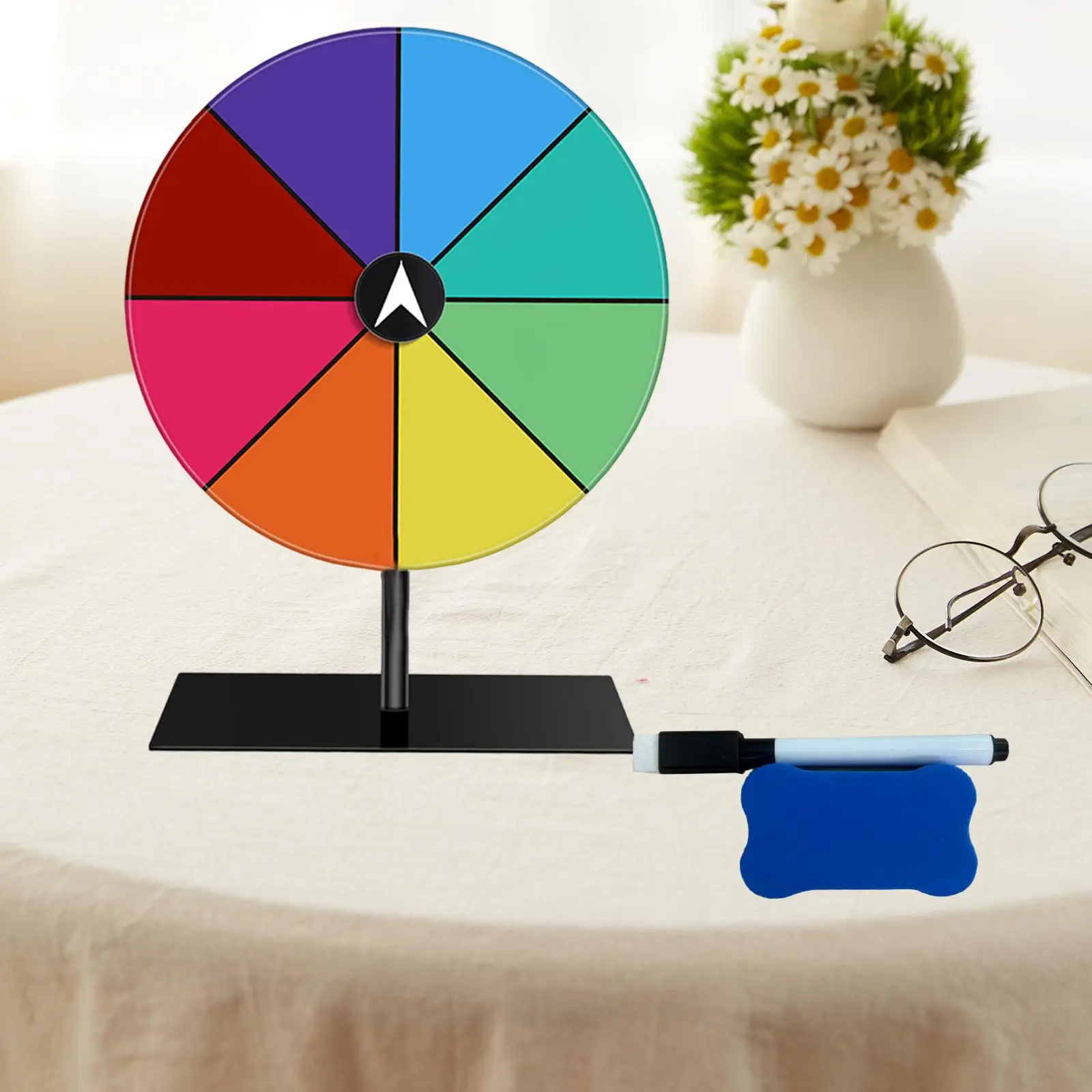 Tabletop Prize Turntable Set Erasable Pen Eraser Set Roulette Wheel for Gatherings Tradeshow Promotional Activities Pub Party