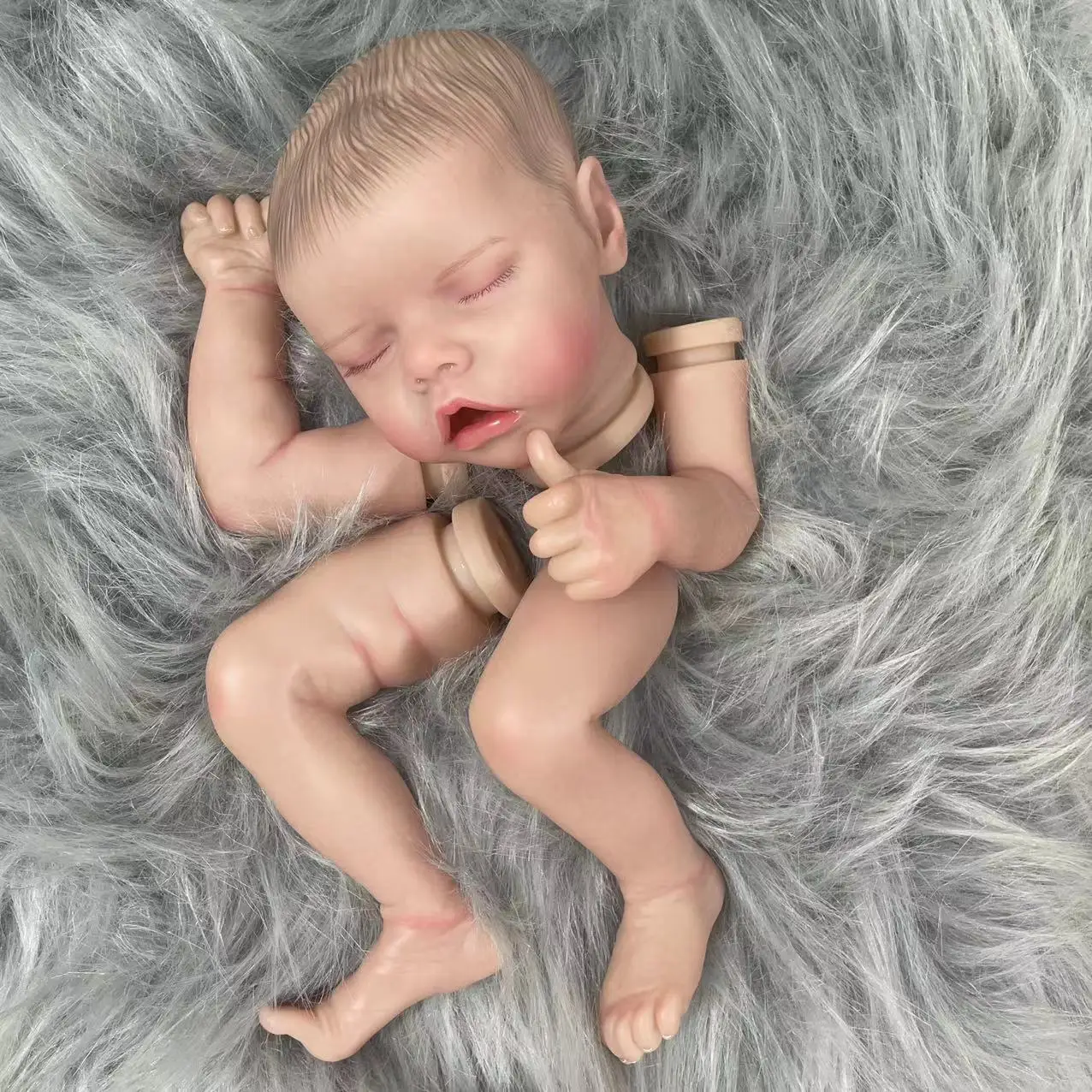 MRB 17 inch Already Painted Vinyl Reborn Doll Parts Twin A Sleeping Baby 3D Painting Skin Visible Veins Soft Cloth Body Included