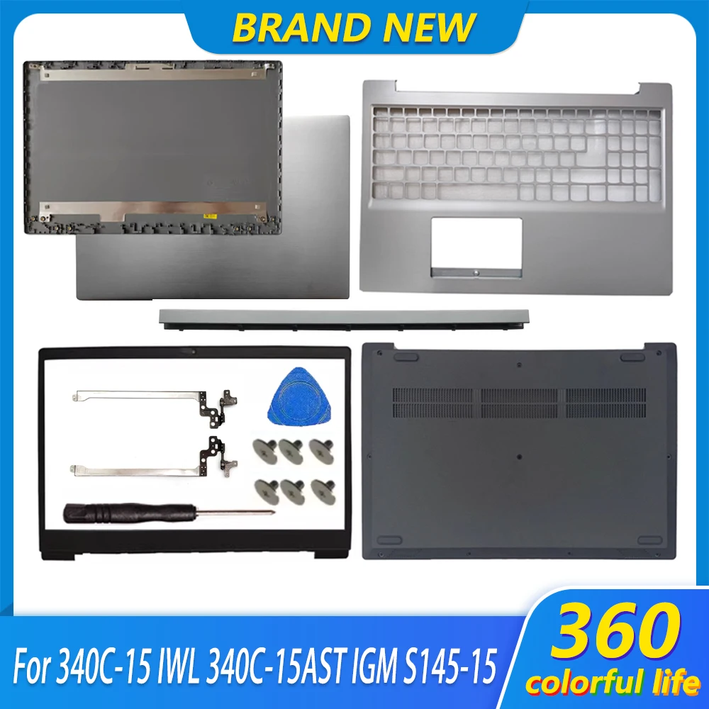 

New For 340C-15IWL 340C-15AST IGM S145-15AST IWL IGM API Notebook LCD Back Cover Front Bezel Hinges Palmrest Bottom Case Silver