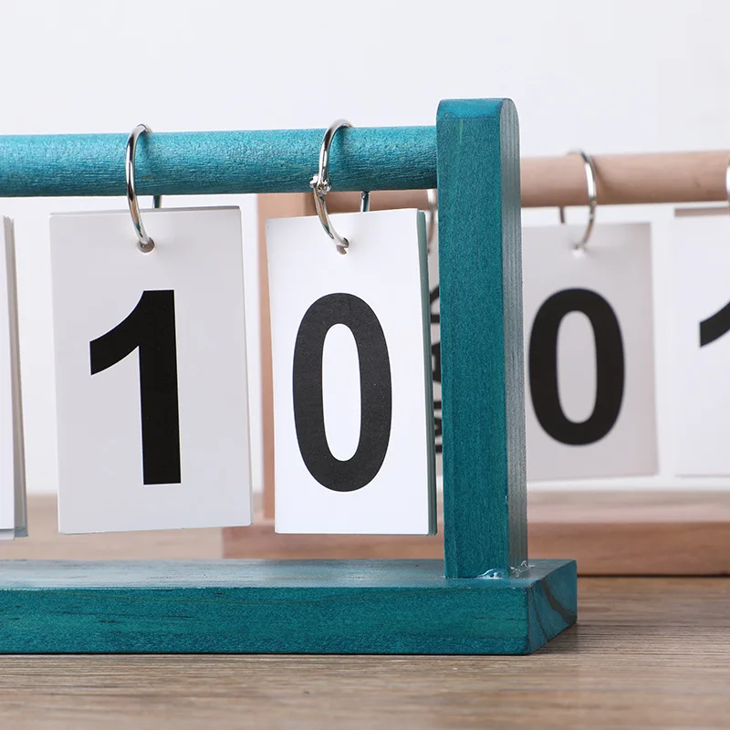 1 قطعة بطاقة فليب سطح المكتب الإبداعية التقويم الدائم ، خشبية الرجعية الفن التقويم مكتب عمل التقويم زخرفة الزخرفية