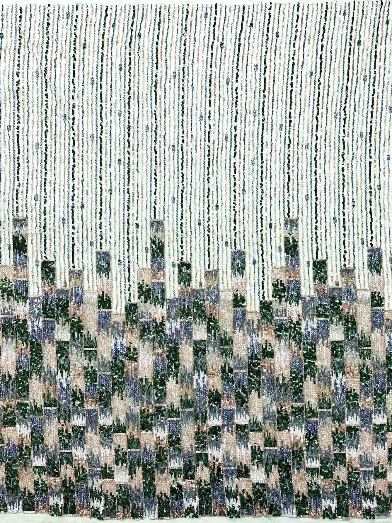 Verde de lujo delicado elegante francés hecho a mano tela de encaje con cuentas de lujo nigeriano africano tela de encaje de lentejuelas vestidos de noche TP1422