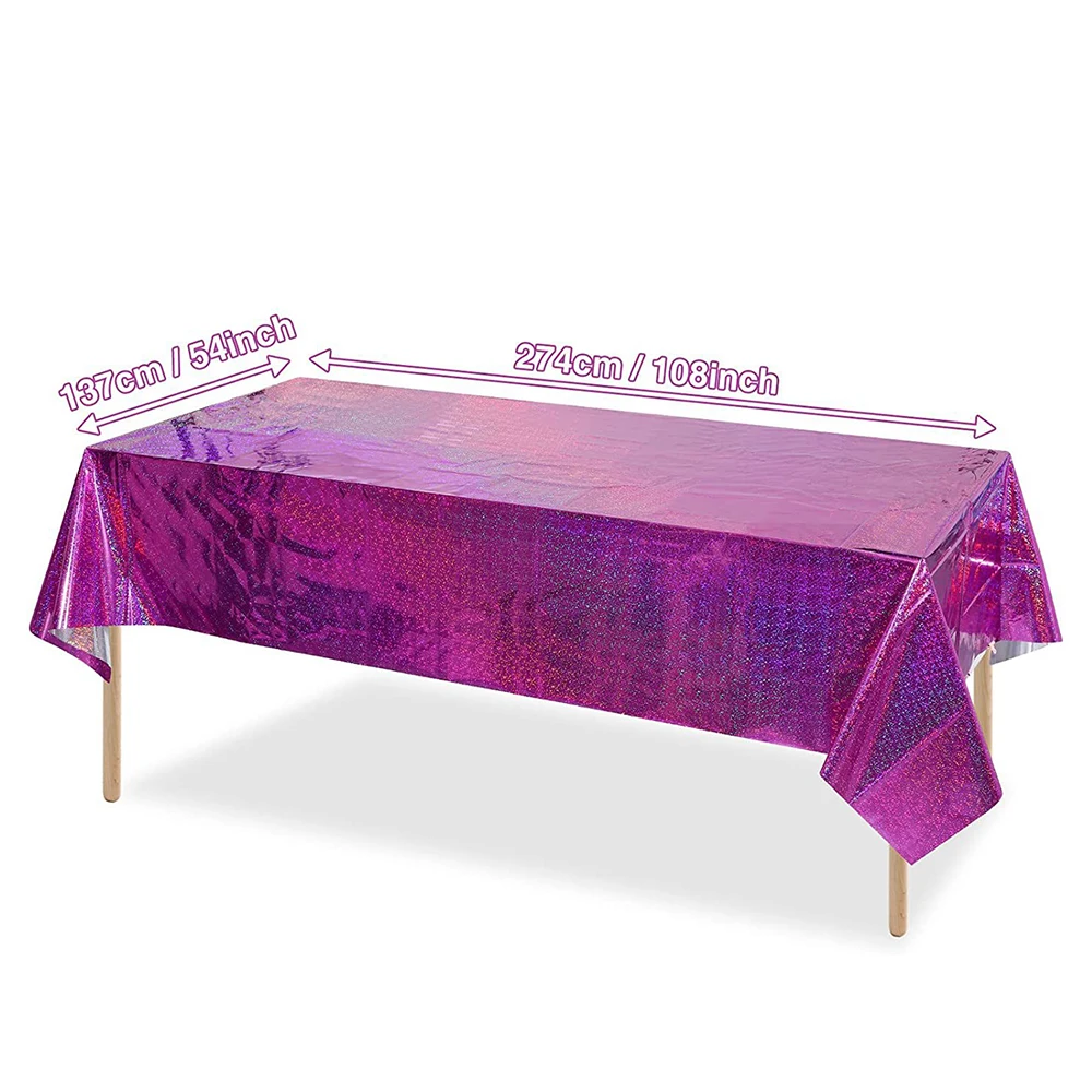 1–10 Stück schillernde, glänzende Einweg-Laser-Rechteck-Tischdecken, Kunststoff-Tischdecken, Geburtstagsparty-Dekoration, Weihnachten, 108 x 54 Zoll – Detail 3