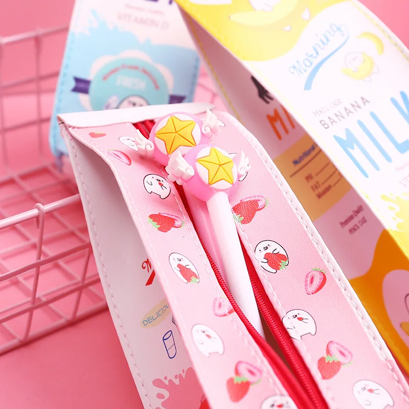 Cartoon Milk Carton Pencil Case Girl Heart Cute Large Capacity Primary School Stationery Box Female Simple Pencil Case