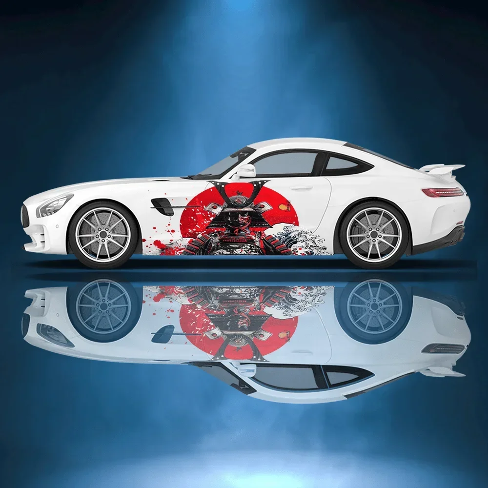 

Samurai Armor Red Moon Car Vinyl Wraps Decal Self-adhesive PVC Sticker Suitable for Trucks SUV Decoration Auto Accessories Gift