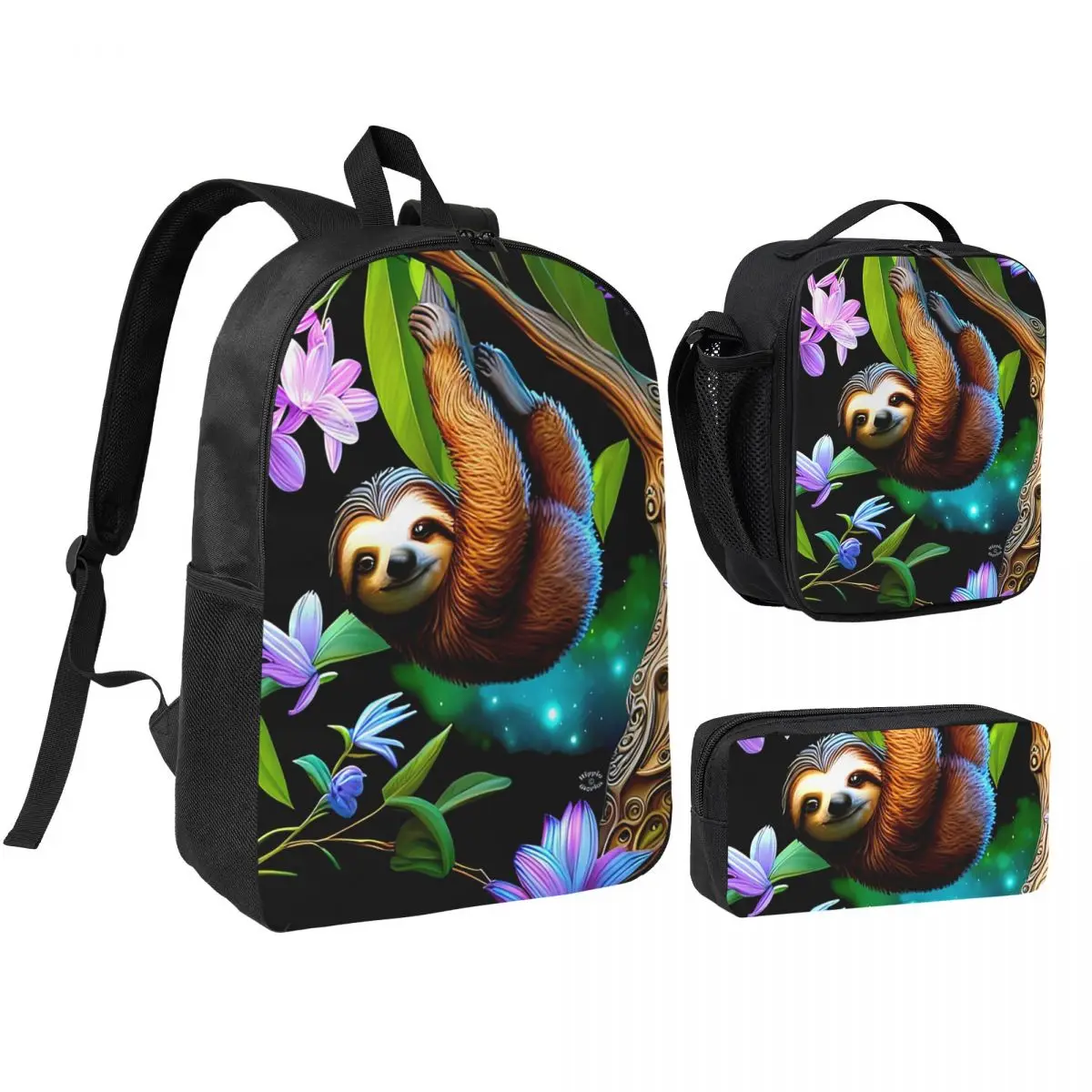 Jungle Sloth By Orikall Backpack Boys Girls BookBag School Bag Shoulder Bags 3ps Insulated Lunch Bag Pencil Case