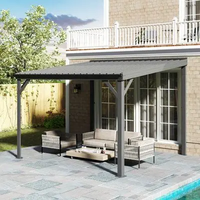 

Aluminum Frame Adjustable Louvered Pergola Provide Sun Shade High-strength Rainproof with Modern Simple Design Louvered Pergola