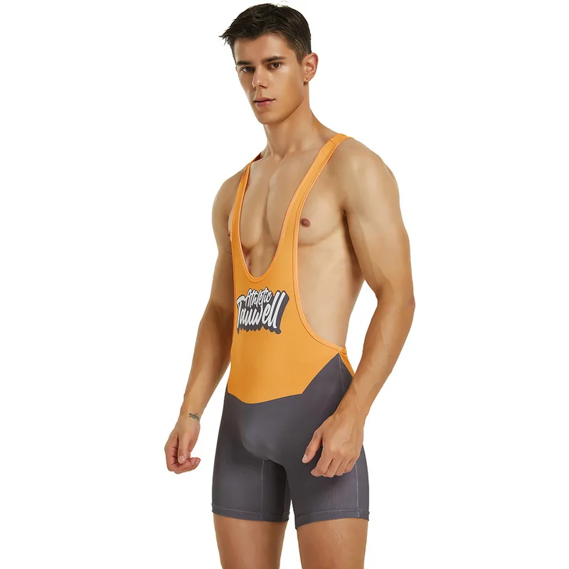 Factory BSR Mens Undershirts Bodysuit Wrestling Singlet Fitness Workout One-piece Vest Bodywear Underwear Bodybuilding Jumpsuit