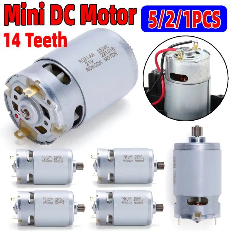 

5/2/1Pcs 21V Mini Electric DC Motor 14 Teeth Micro Brushed Motor 8.2mm Gear Diameter Power Tool Accessories for Motor Chainsaw