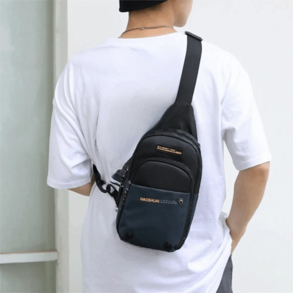 

Fashion Multifunction Men's Crossbody Bag Large Capacity Waterproof Sports Chest Bag Leisure Sling Nylon Shoulder Bag Outdoor