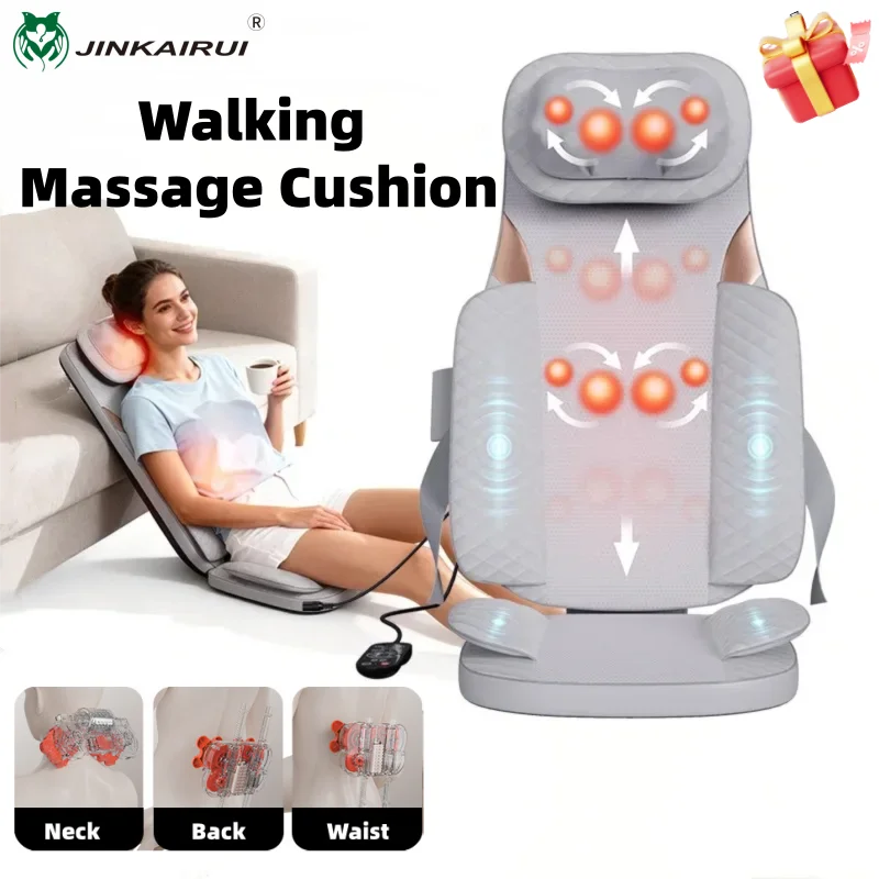 

Jinkairui English Multifunctional Massage Backrest Cushion, Hip and Waist Kneading Home Back Massager