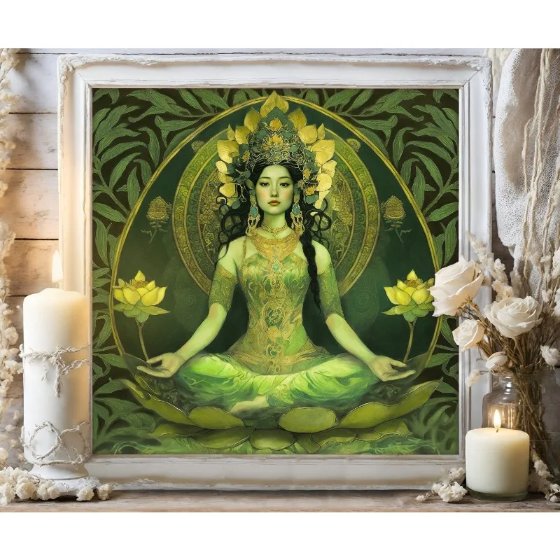 Sacred Feminine Divine Canvas Art Asian Mythology Tara Guanyin Hindu Goddess Yoga Wall Decor Egyptian Spiritual Meditation Room