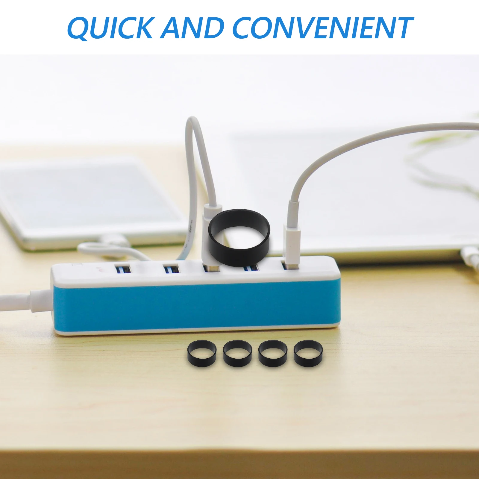 

500Pcs Silicone Cable Ties Flexible Reusable Coil Bands for Cable Management Data Lines Organization Silicone Bands Small