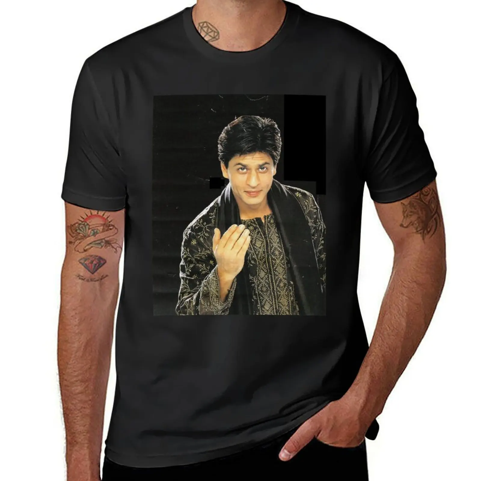 shahrukh khan young T-Shirt oversized boys animal print customs customizeds plain black t shirts men