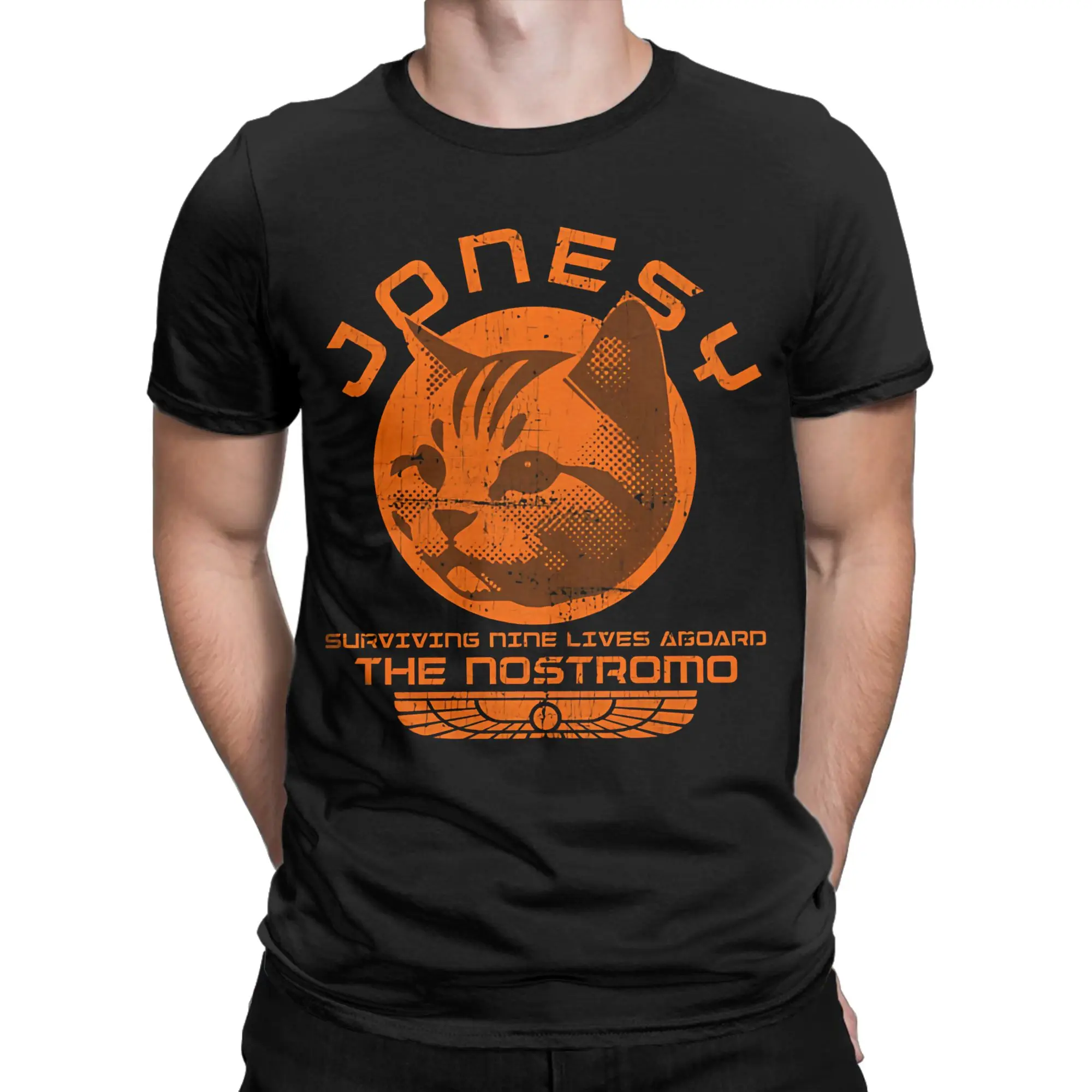 Jonesy Surviving Nine Lives Aboard The Nostromo Alien Movie T Shirts Men's  Cotton T-Shirt Tee Shirt Short Sleeve Clothes