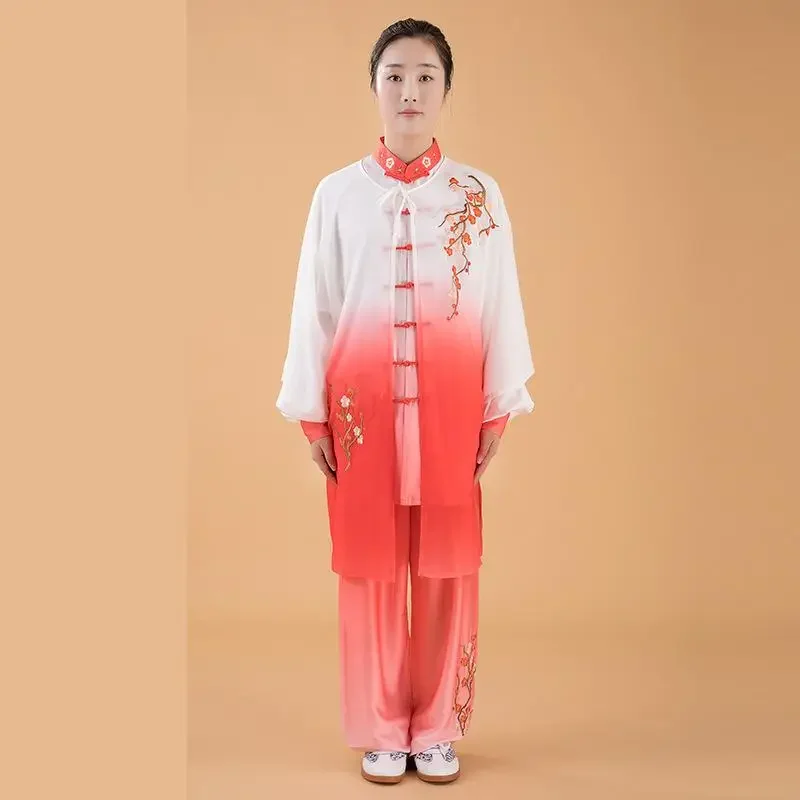 Women Silk Satin Chinese Tai Chi Suit Female Kung Fu Wushu Martial Arts Uniform Wing Chun Jacket Pant Oriental Exercise Clothing