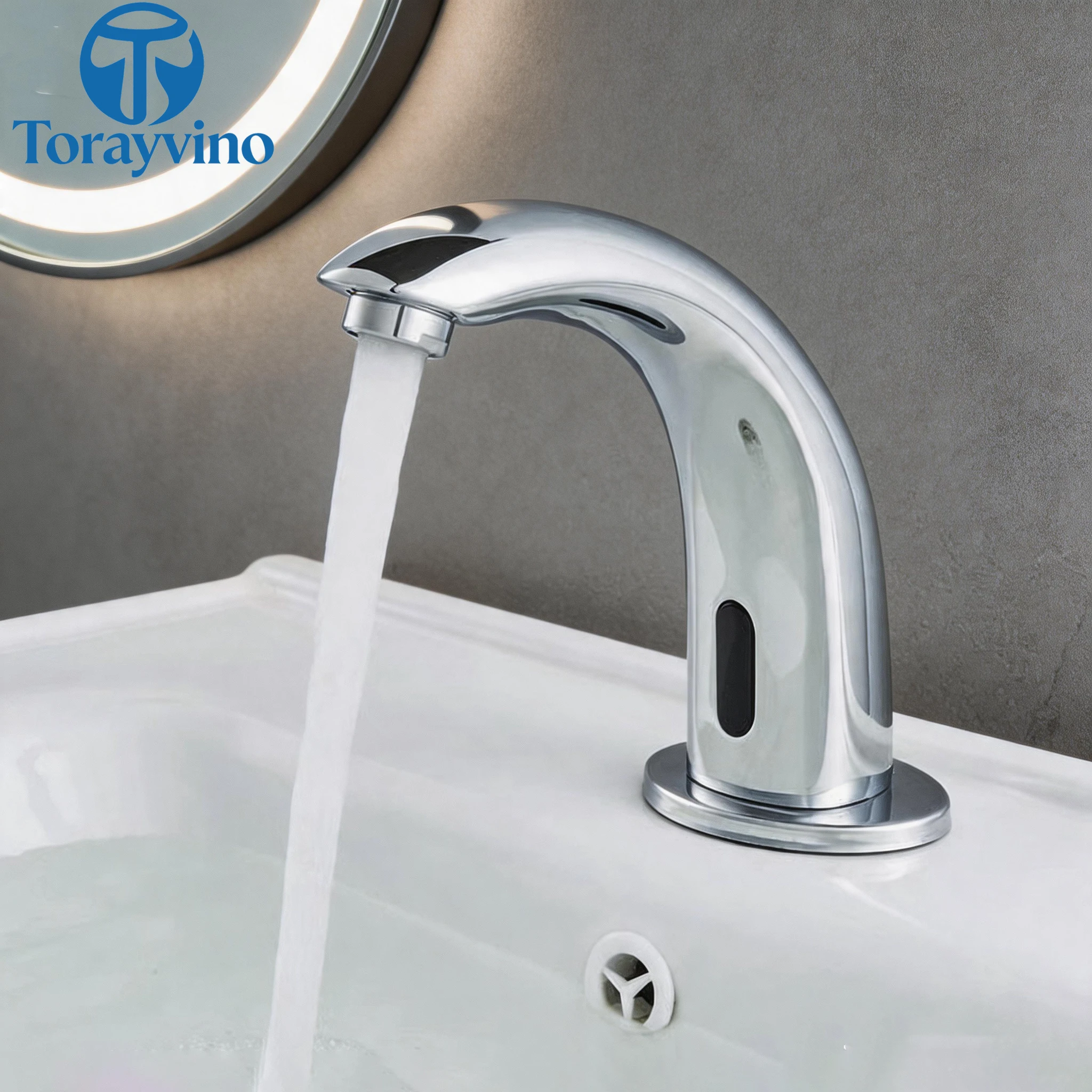 Torayvino Bathroom Gold Polished  Induction Faucet Sink Spray Tap Brass Classic Basin Deck Mounted Open Quickly Mixer Water Tap