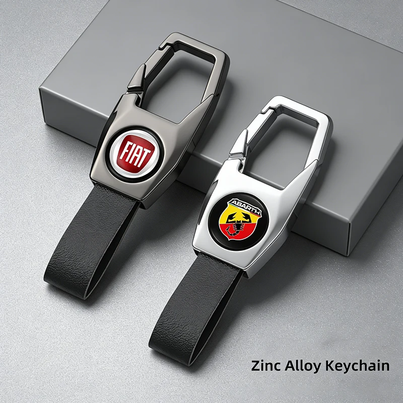 1 pçs metal couro carro emblema chaveiro acessórios para fiat abarth 500 tipo fr panda argo freemont viaggio bravo punto doblo