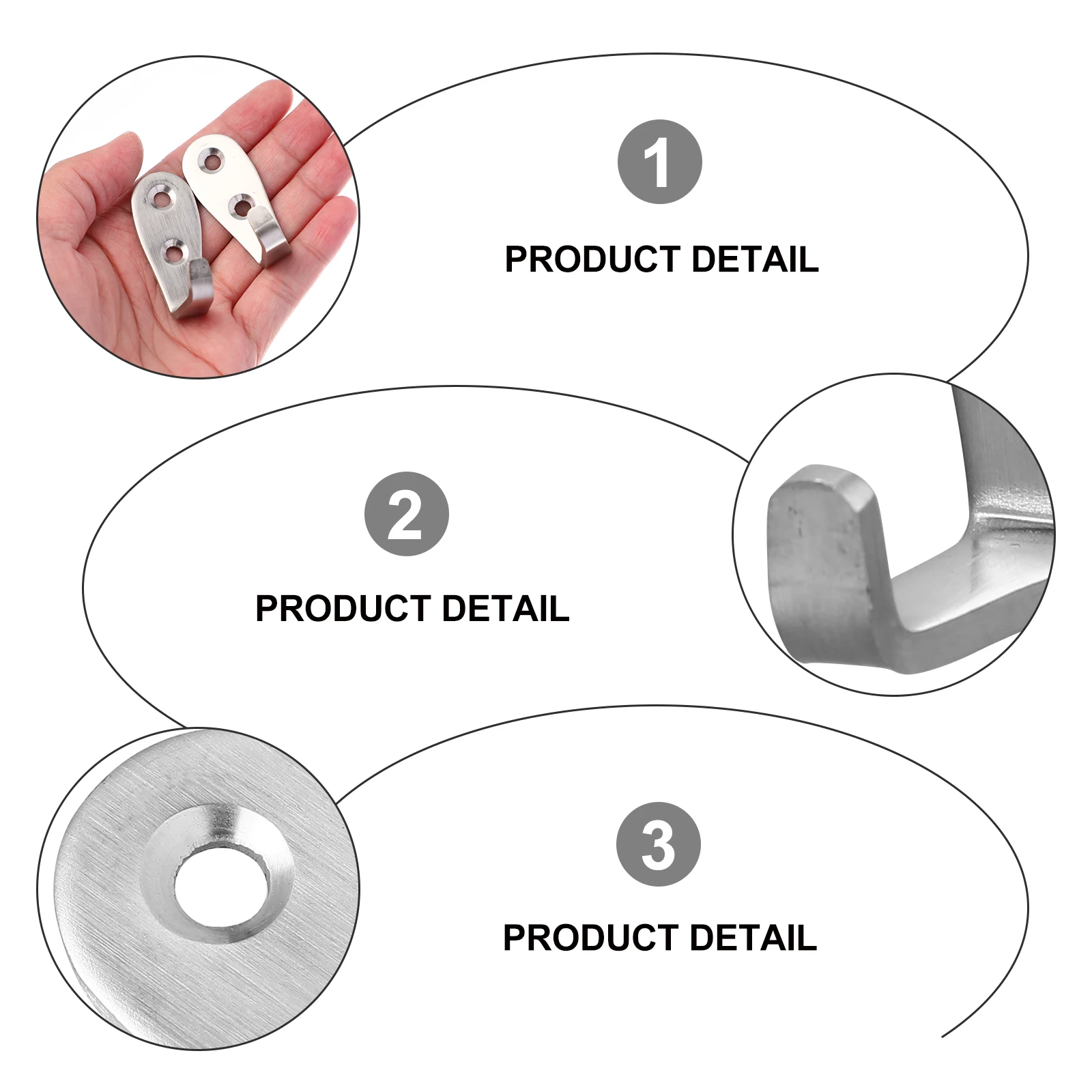 

5pcs StainlessSteel Bathroom Hook For Daily Use Kitchen LivingRoom Office Coat Storage Hook