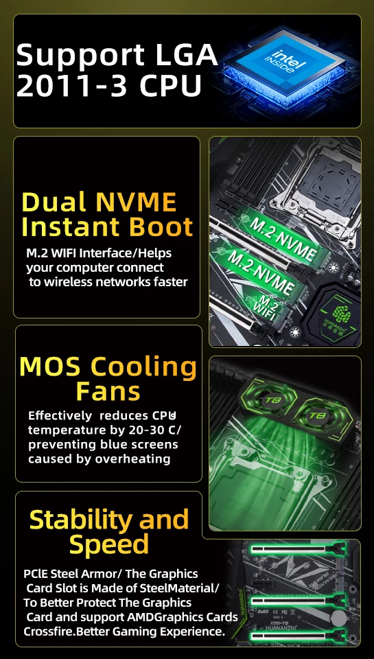 Huananzhi-xeon x99 t8 lga 2011-3マザーボード,intel e5 2696 2678