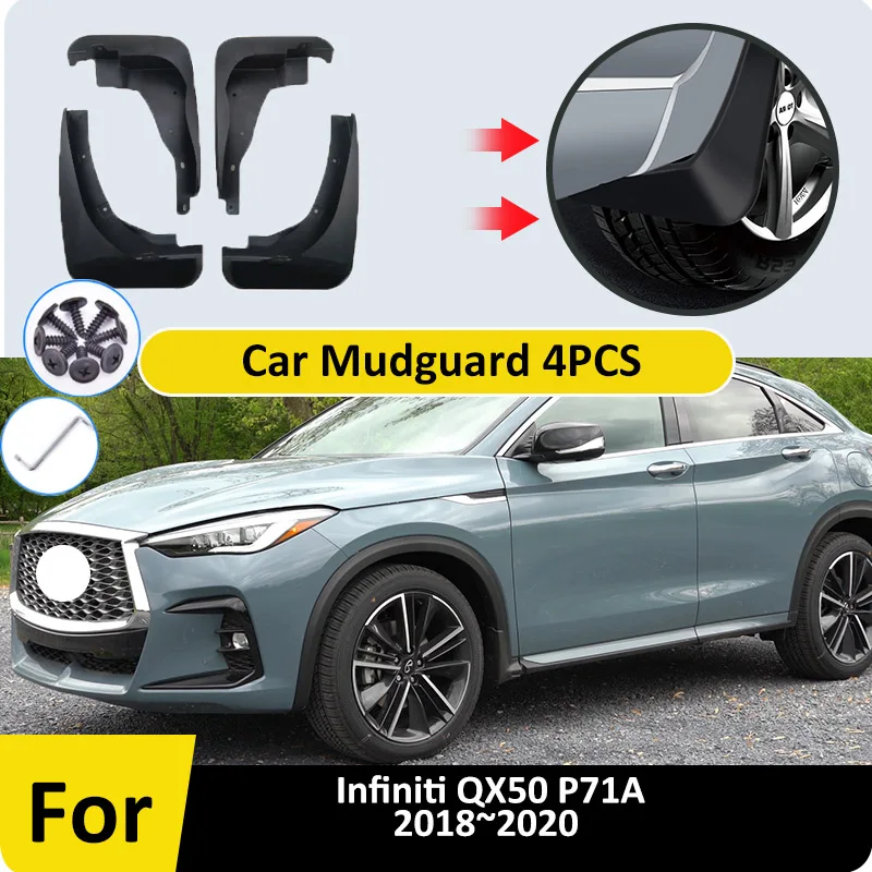 

For Infiniti QX50 P71A 2018 2019 2020 Car Mudflaps Splash Guards Mud Flaps Front Rear Fender Flares Mudguards Style Accessories