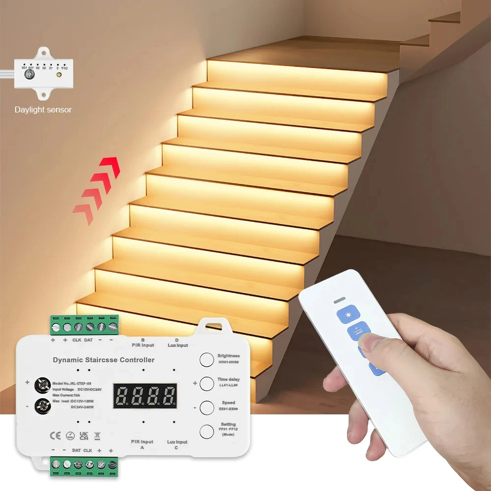 Motion Sensor Stair LED Strip 5-28 Steps Stair COB LED Strip Staircase Tape LED Stair Lighting