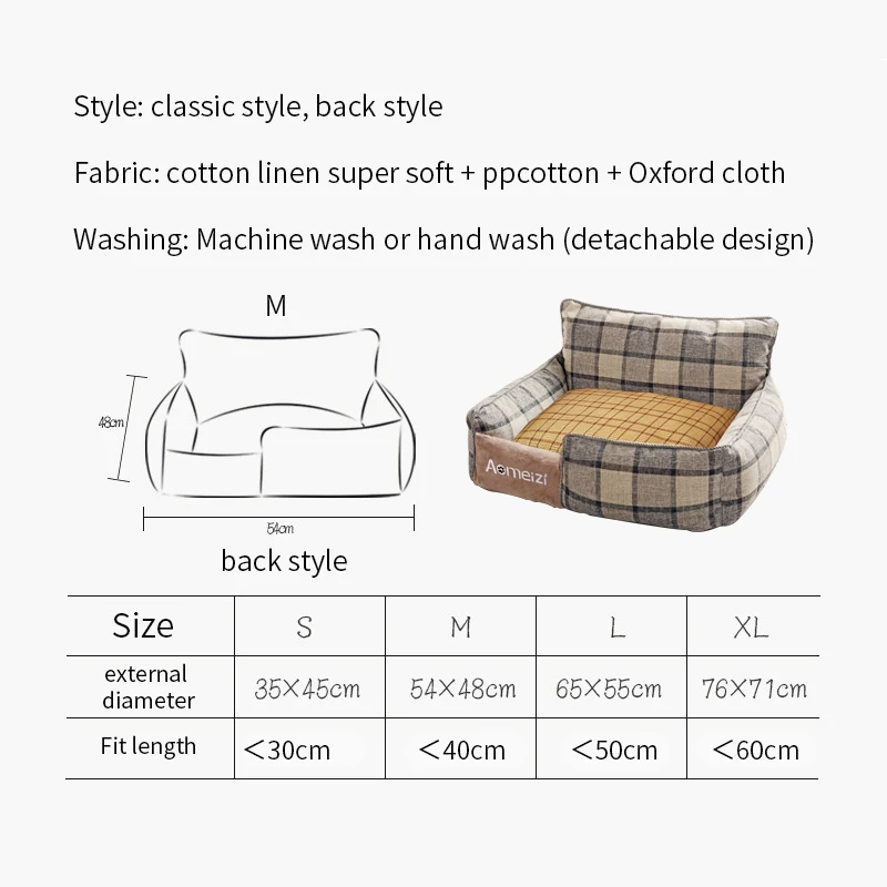 Washable Sofa Cushion for Dog and Cat, Warm Pet Mat, Removable Soft Cat House for Dogs, Sleeping Bed, Puppy Kennel, Pet Supplies