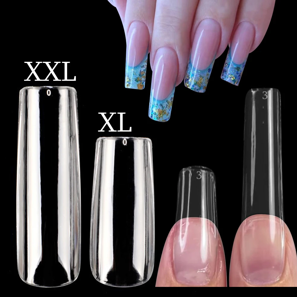 120 Stuks Xxl Vierkante Kunstnagels Tips Clear Acryl Manicure Salon Kunstnagels Met Design Nagels Gel X Capsule