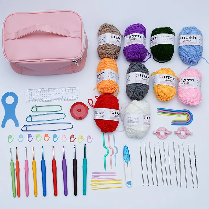

Искусственная шерсть, набор инструментов для вязания для начинающих, сделай сам, набор шерстяных крючков, материал для вязания «сделай сам», шляпа, шарф, пряжа для вязания крючком, товары