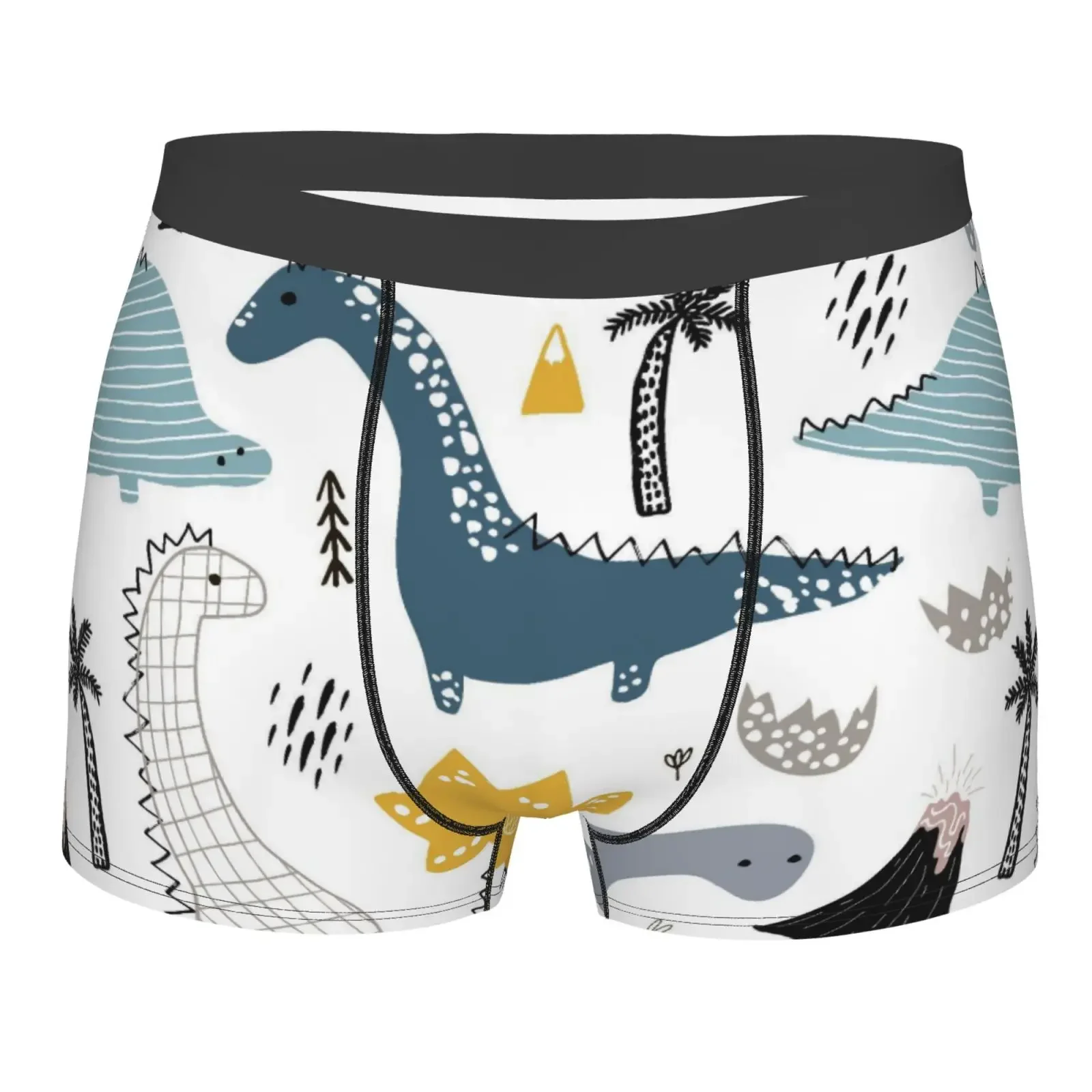 Interesting Dinosaur Adventure Men's Breathable Boxer Briefs Comfort Soft Stretch Underwear Trunks With Bulge Pouch For Men Boys