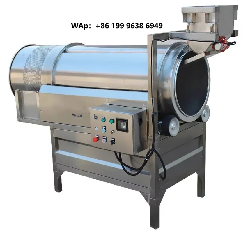 Factory Automatic Stainless Steel Snack Seasoning Drum Popcorn Chips Flavoring Machine Rotary Seasoning Machine Food Application