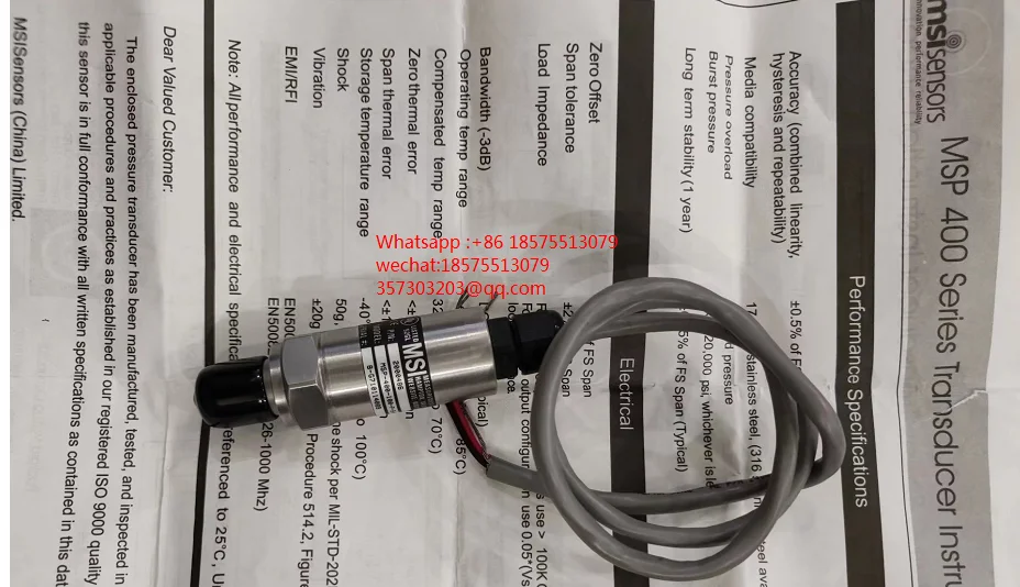 MSI MSP-400-100-P-5-N-1 جهاز إرسال الضغط MSP400 مستشعر الضغط الأصلي، موديل MSP-400-100-P-5-N-1 #2