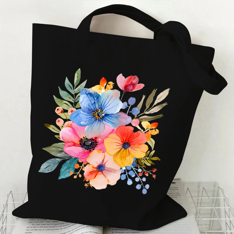 Elegant Wildflowers Handbag Women Vintage Aesthetics Plant Design Shopping Bags Reusable Tote Bag Female Floral Shoulder Bag image 4