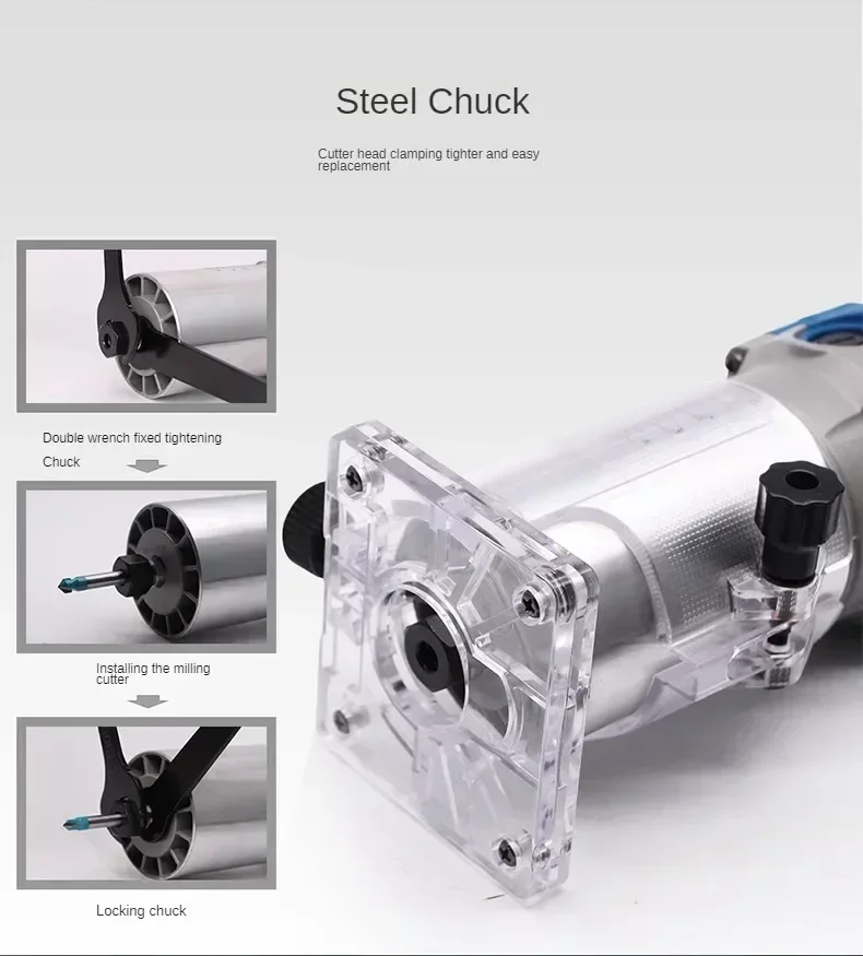 220V Multi-functional Electric Trimmer for Woodworking, Groove Carving and Engraving