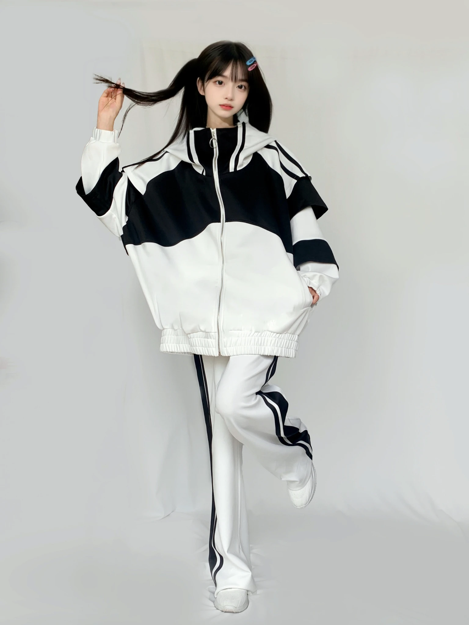 Japanese Sports Suit Women Long-Sleeve Zipper Cardigan Sweatshirt Coat Casual Pants Mine Series Tracksuit Men Women Pants Sets