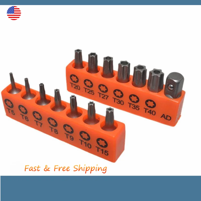 Torx Screwdriver Bits 14pcs Set With Hole T5-T10 T15 T20 T25 T27 T30 T35 T40 Hex Star Spanner Tri Wing Screwdriver
