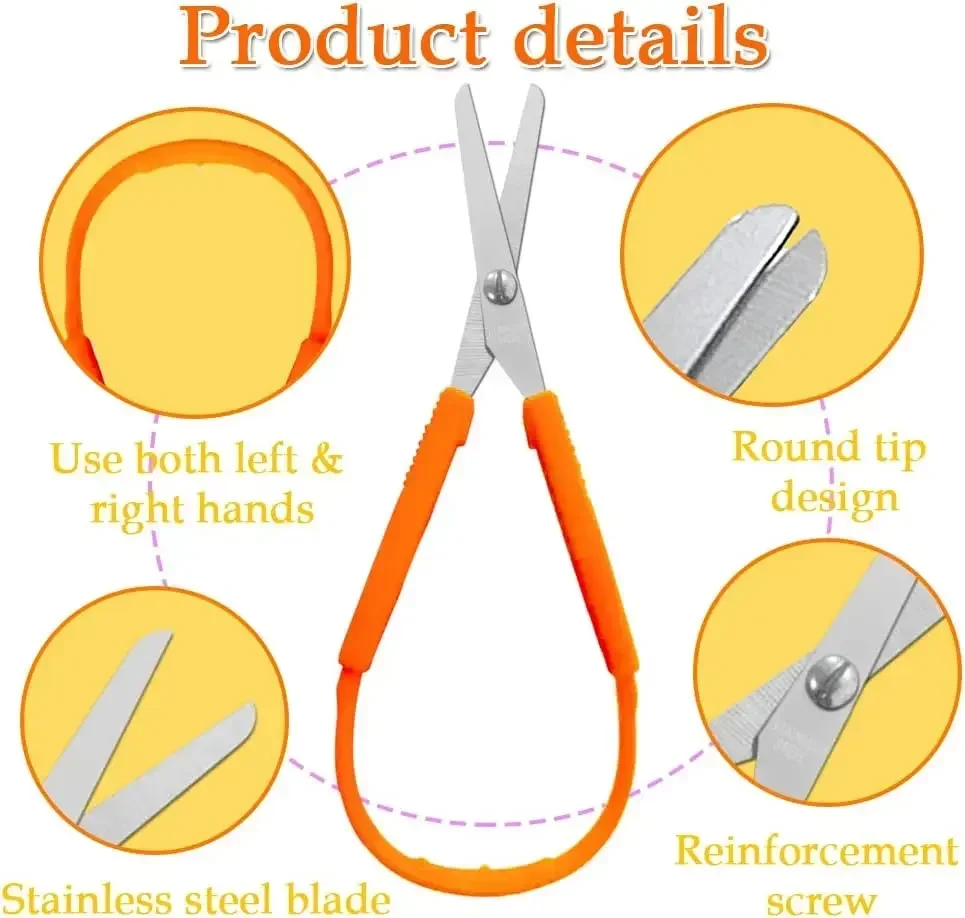 Ring Scissors Children's Student Stretch Stationery Paper Cutting U Shape Stretch Handmade Stainless Steel Scissors