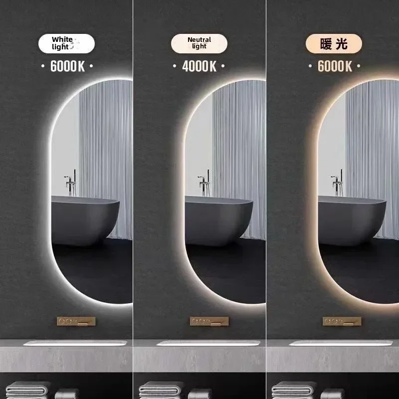 

Led Vanity Mirror Wall Hanging Full Body Mirror Shower Mirror Spiegel Oval Smart Mirror Defogging Bathroom Mirror with Light