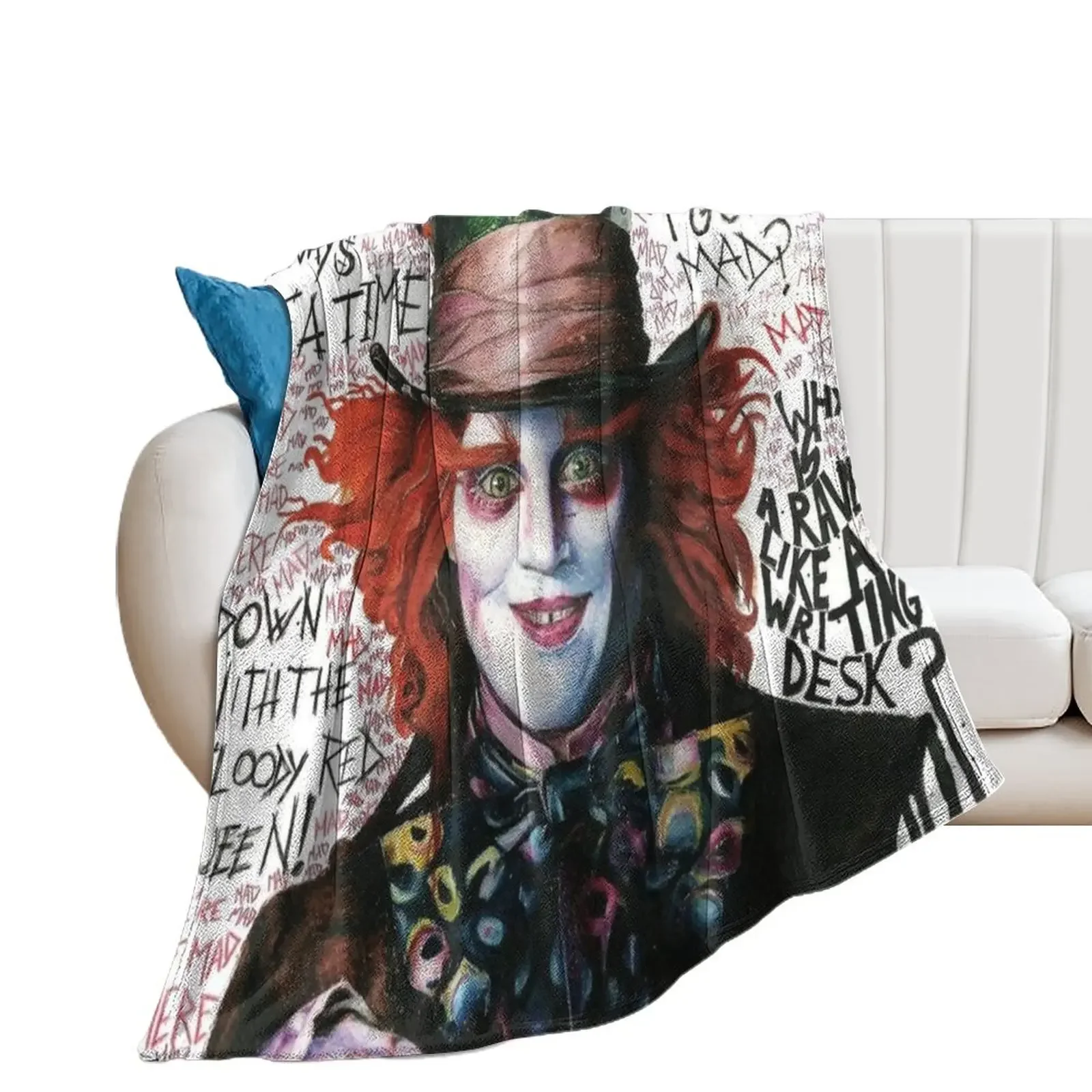 

mad hatter Throw Blanket Plaid Personalized Gift Bed covers Hairys Blankets