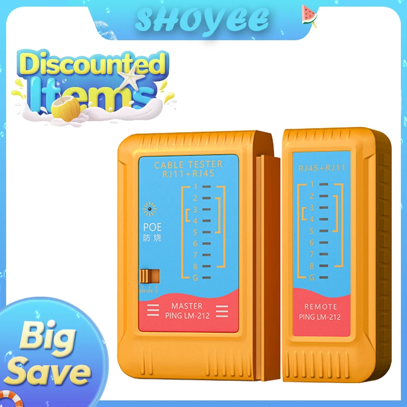 Probador de cables LAN, probador de cables de red POE a prueba de quemaduras, probador de cables LAN RJ45 RJ11 CAT5 UTP, herramienta de red, reparación de redes