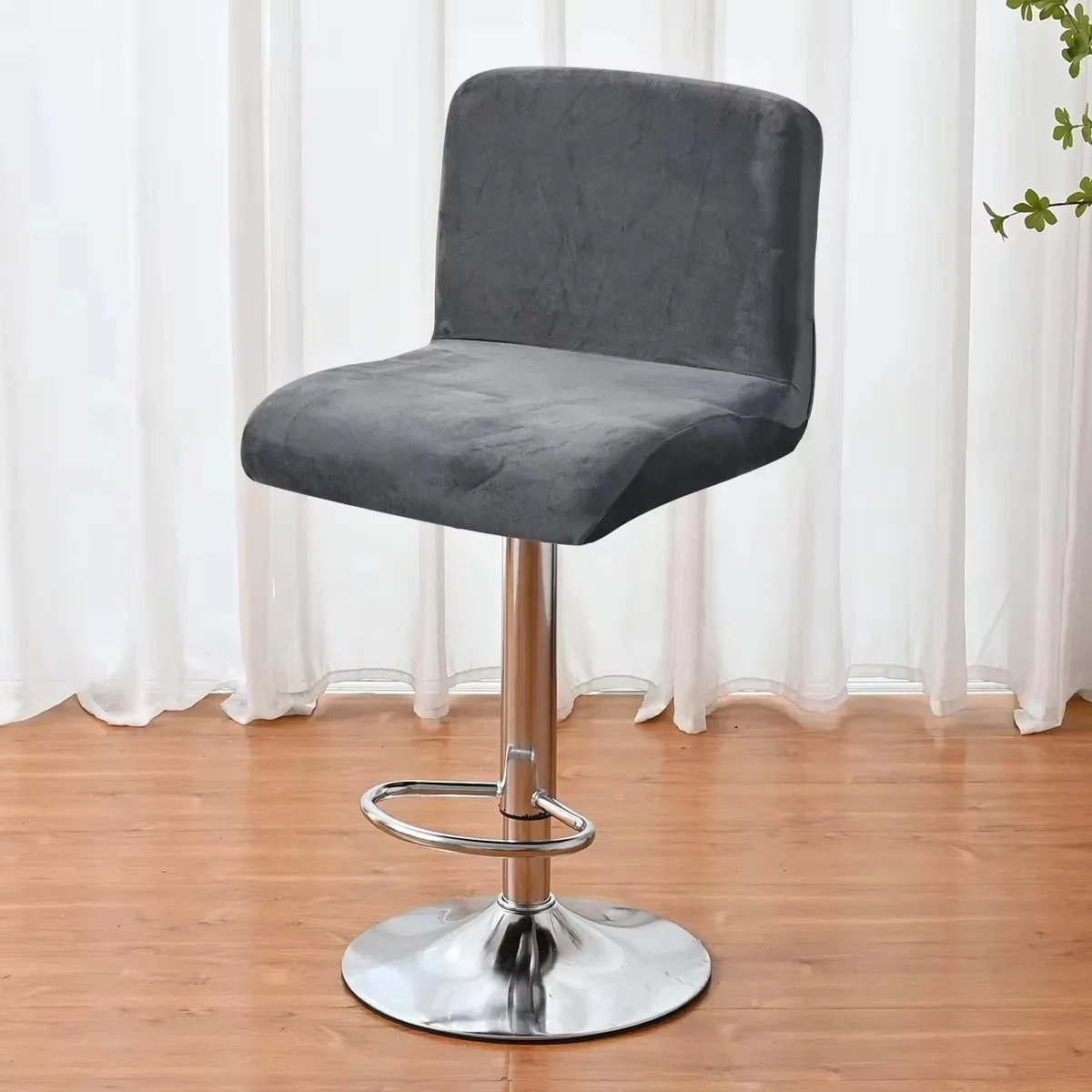 High Elasticity Bar Chair Covers Velvet Fabric Short Back Stool Seat Slipcovers Stretch Hotel Banquet Dining Small Chair Case