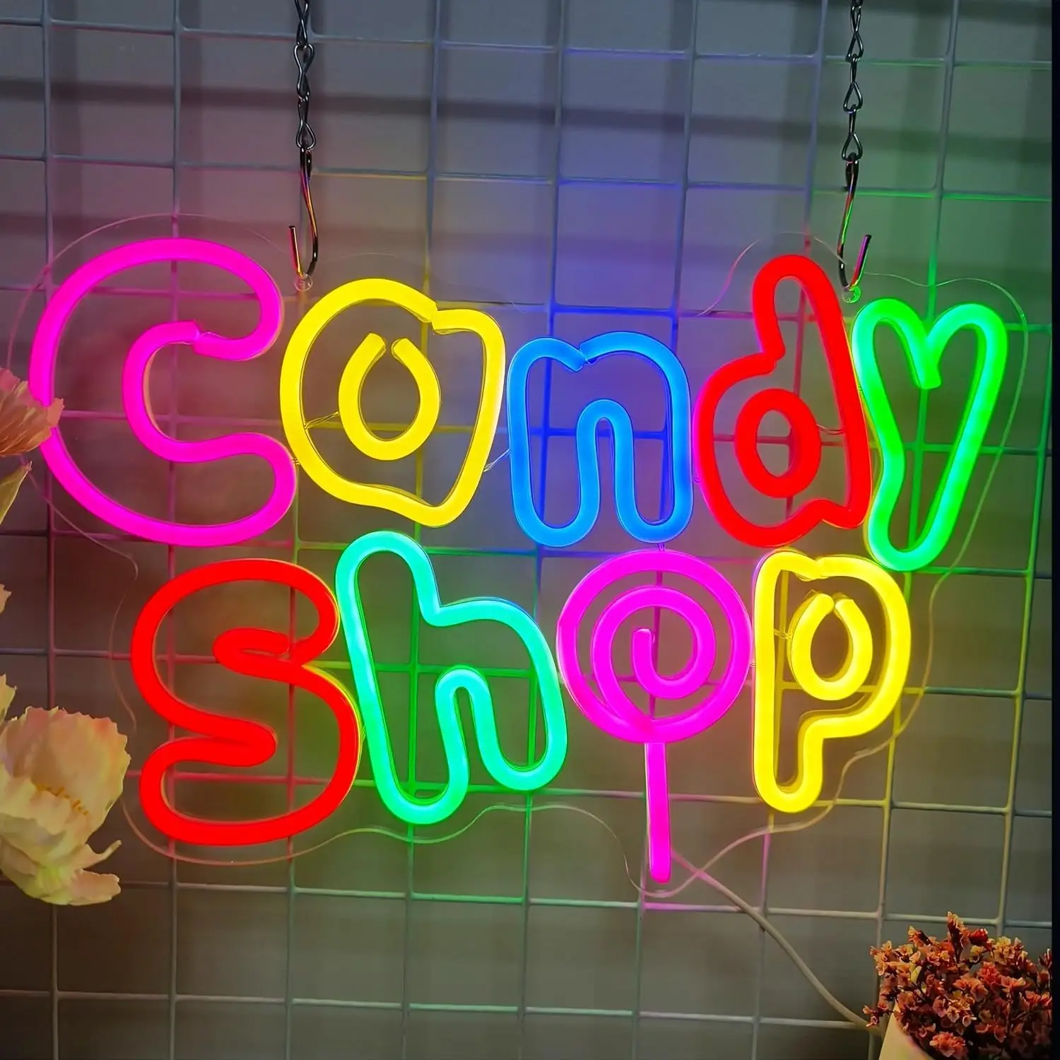 

Candy Shop Neon Signs for Candy Shop Decor USB Powered Lollipop Room Decor Snack Bar Birthday Gifts Halloween Christmas Decor