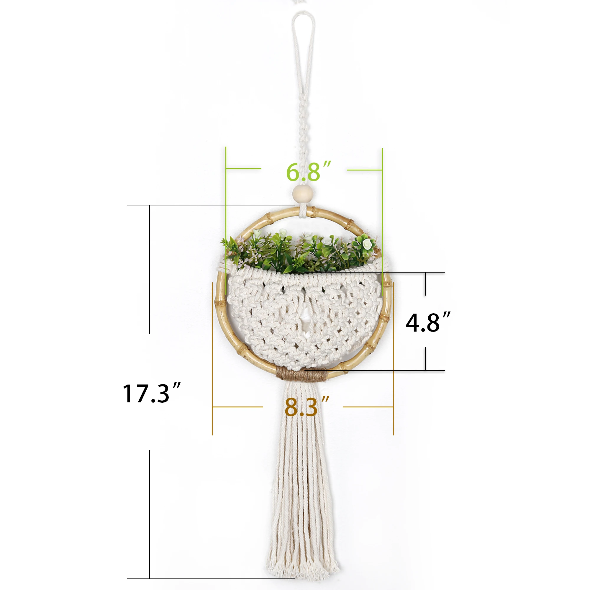 Macrame Wall Hanging Nordic Ins Door Wall Decoration Home Background Round Wall Tapestry Woven Flower Pot  Dorm Room Decor