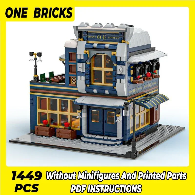 City Street View Model Moc Building Bricks Corner Restaurant Technology Modular Blocks Gifts Christmas Toys DIY Sets Assembly