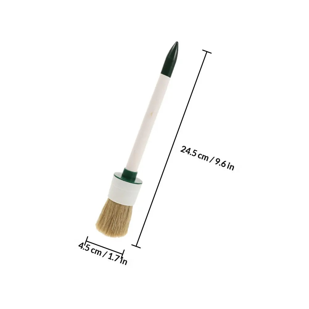 2Pcs Round Head Tire Brush Large Lubricant Applicator Soft Bristle Wood Handle Car Wheel Detailing Cleaning Tool