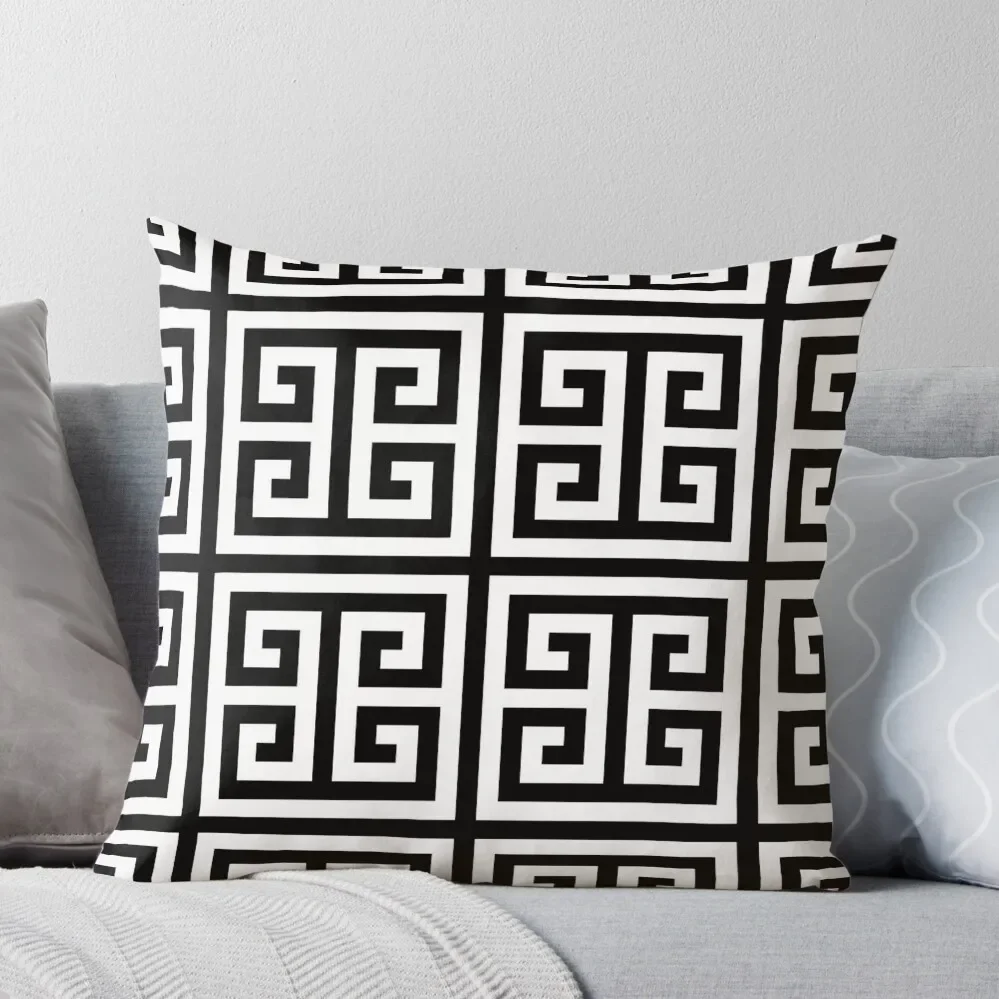 

Greek Key Black And White Pattern Throw Pillow ornamental pillows Couch Cushions